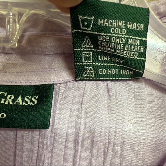 Lemon Grass Studio Lilac Crinkle Button Down Shirt Large Embroidered Polka Dot - Picture 4 of 6